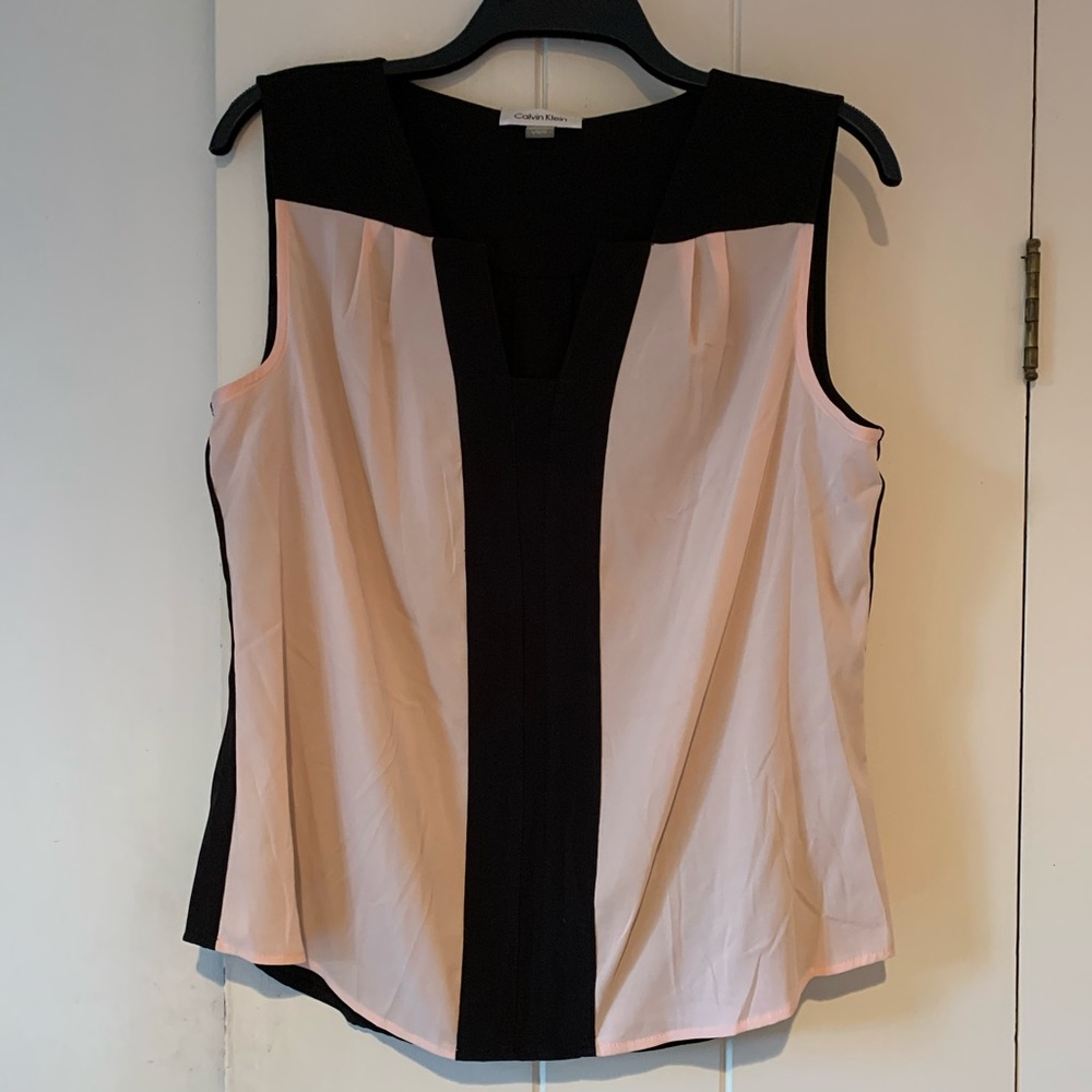 Calvin Klein Sleeveless Color-block Blouse